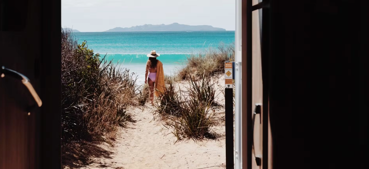 WINDOW TO KELVEDON BEACH, TASMANIA, AUSTRALIA